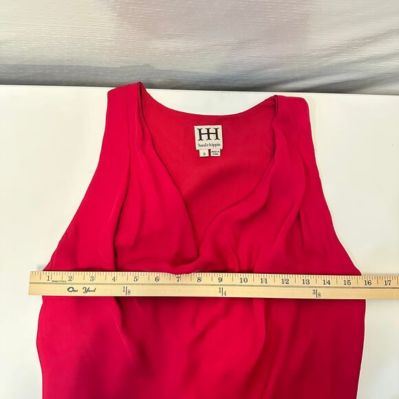 Haute Hippie 100% Silk Cowl Neck Racerback Dress Small Raspberry Red Fairy Party - Picture 13 of 14